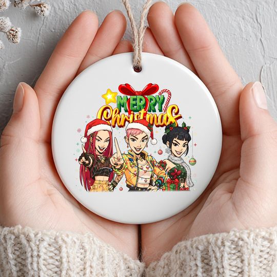 Discover Merry Christmas Demon Hunter Ornament, Custom Porcelain Ornament, Anime Tree Decor, Christmas Decoration, One-Sided Printed