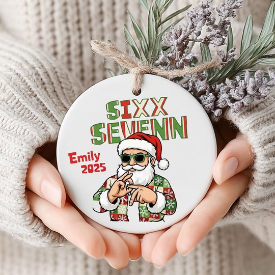 Discover Custom 6 7 Ceramic Ornament, Gen Alpha Humor Christmas Decoration, Funny Teen Slang Meme Ornament, One Side Printed Holiday Keepsake
