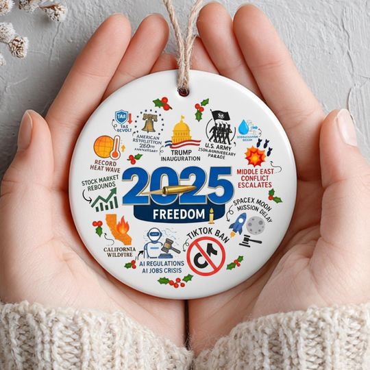 Discover 2025 Year in Review Ornament, 2025 Christmas Ornament, Major Notable Events Ornament, Year to Remember, Printed One Side