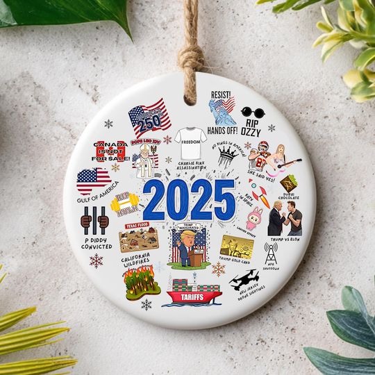 Discover 2025 Christmas Ornament, 2025 Notable Events Ornament, 2025 Year in Review Christmas Ornament, Memorable 2025 Gift, Printed One Side