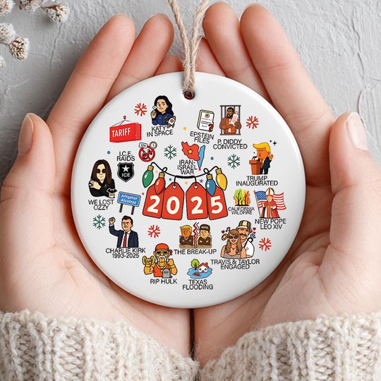 Discover 2025 Year In Review Ornament, Funny Political Christmas Ornament, Christmas Tree Decoration, Printed One Side