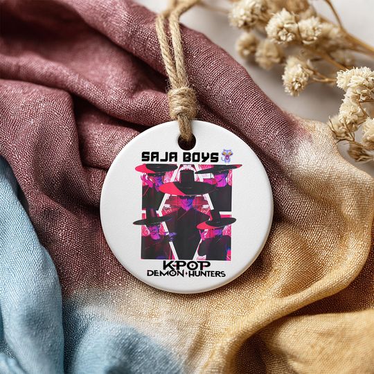 Discover Personalized Saja Boys Ornament, Anime Dark Fantasy Christmas Ornament, Kpop Demon Hunters Ceramic Ornament, Printed One Side