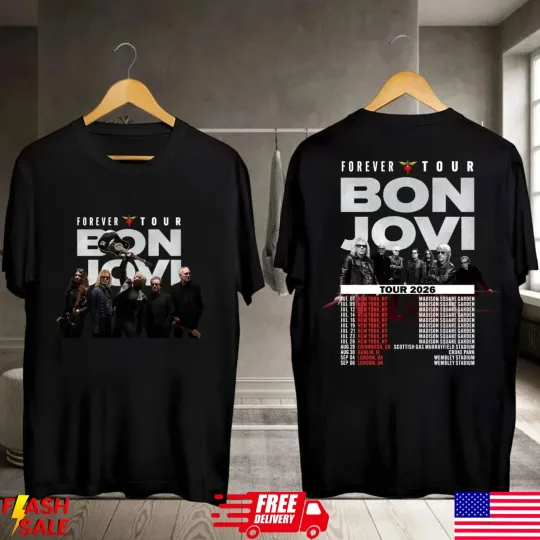 Discover Bon Jovi 2026 Forever Tour T-shirt, Bon Jovi 2026 Concert, Bon Jovi Rock T-Shirt