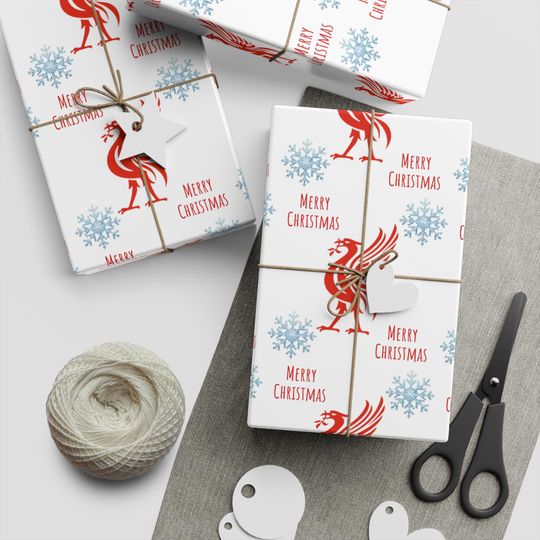 Discover Red Liverbird Christmas Wrapping Paper Sheets | Red Holiday Wrap