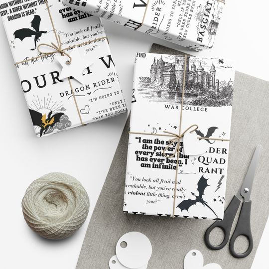 Discover Fantasy Reader Bookish Dragon Wrapping Paper for Reader Christmas Gift Wrap Papers Book Lover Wrapping Paper for her