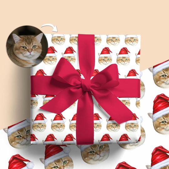 Discover Funny Pet Christmas Wrapping Paper: Christmas Gift for Cat Owner, Birthday Gift Wrap (GW-62)