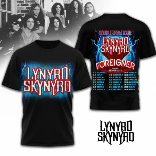 Discover Lynyrd Skynyrd Foreigner Double Trouble Vision 2026 Tour 3D T-Shirt