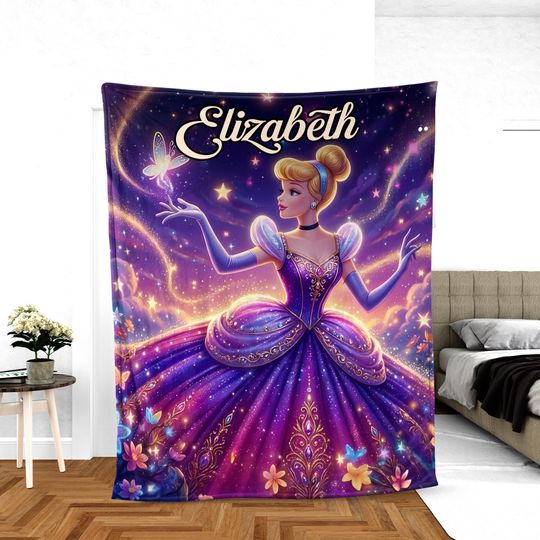 Discover Personalized Disney Princess Cinde Blanket, Custom Name Baby Girl Blanket, Disney Princess Blanket, Birthday Girl Gift