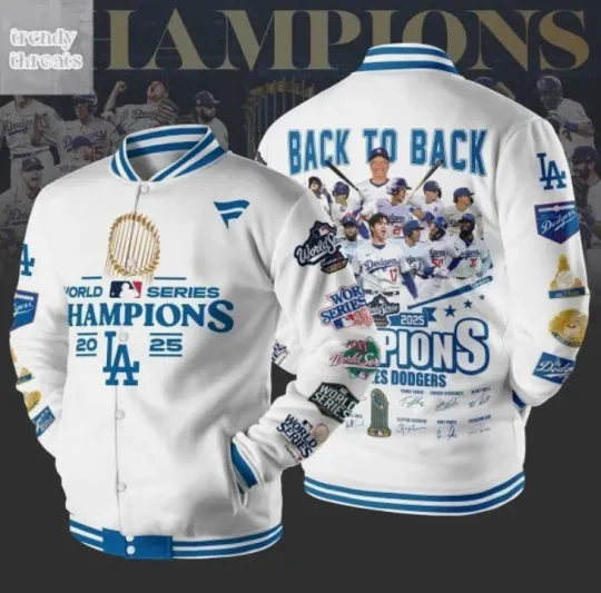 Discover Dodgers Back To Back Champions White Baseball Jacket Gift For Christmas