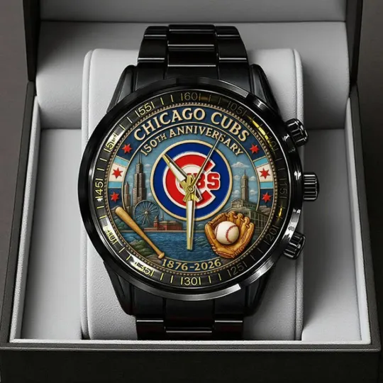 Chicago Cubs 150th Anniversary 2025 Steel Band Watch