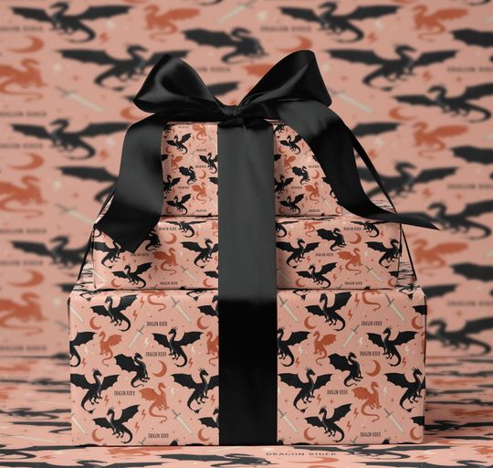 Discover Fourth Wing Dragon Rider Wrapping Paper Romantasy Gift Wrap Rebecca Yarros Inspired BookTok Merch Fantasy Dragons Holiday Paper for Readers