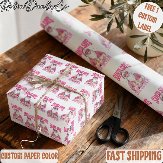 Discover Six Seven Santa Pink Christmas Wrapping Paper, Funny Wrapping Paper, Unique Gift Wrap, Brain Rot, Gen A Meme, Holiday Gift Wrap, Festive
