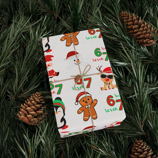 Discover Funny Christmas Wrapping Paper | Viral 67 Meme Holiday Gift Wrap | SIX SEVEN Meme Xmas Paper | Matte or Glossy Trendy Wrapping Roll