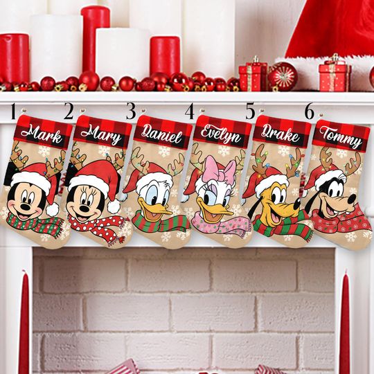 Discover Personalized Disney Christmas Stocking, Mickey and Friends Christmas Stocking, Family Christmas Stocking, Disney Xmas Decor, Disney Gifts