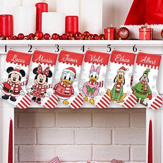 Discover Personalized Mickey Christmas Stocking, Disney Christmas Stockings With Name, Family Christmas Stockings Christmas Socks Minnie Christmas