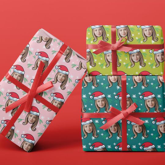 Discover Vintage Santa Personalized Christmas Gift Wrap, Custom Photo Wrapping Paper for Holiday
