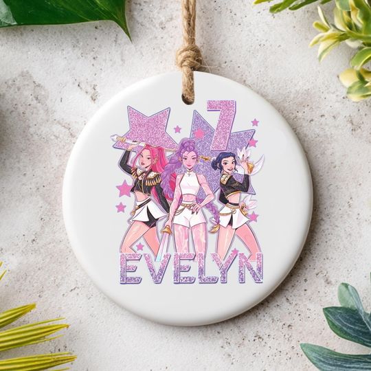 Discover Personalized Name KPOP Ceramic Ornament, Custom Huntrix Christmas Keepsake, Mira Rumi Zoey Ornament, Printed One Side