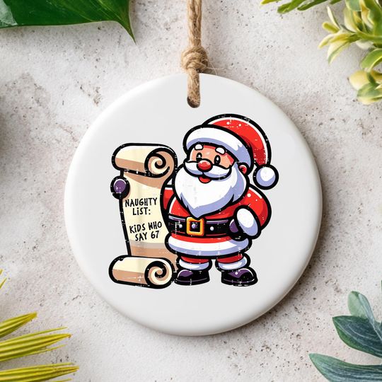 Naughty List Legend Christmas Ornament, Funny Naughty Or Nice Ceramic Holiday Gift For Teens, Adults & Family, One Side Design