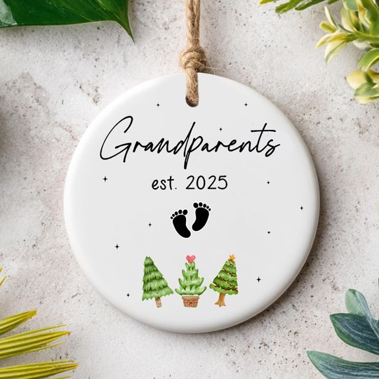 Discover First Christmas as Grandparents Ornament, Personalized Keepsake for Grandma & Grandpa 2025, New Grandparent Gift, Printed One Side