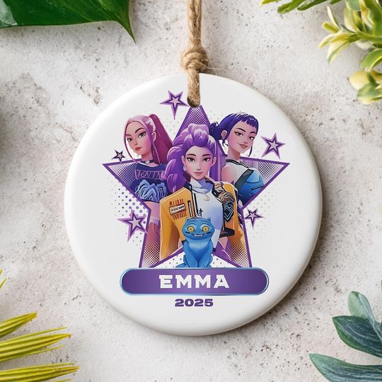 Discover Custom KPOP Demon Hunter Ornament, Personalized Huntrix Christmas Ornament, Saja Boys Ornament, Printed One Side