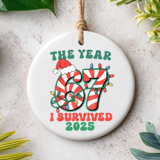 Discover Custom I Survived 2025 Ornament, Personalized Ceramic Christmas Ornament, Year Keepsake, Unique Xmas Decoration, One Side
