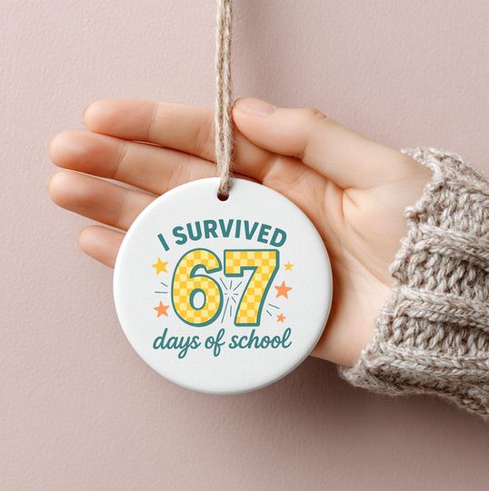 Discover Funny 67 Days of School Ornament, Six Seven 6 7 Teacher & Student Gift, Classroom Decoration, Unique Ornament, 1 side