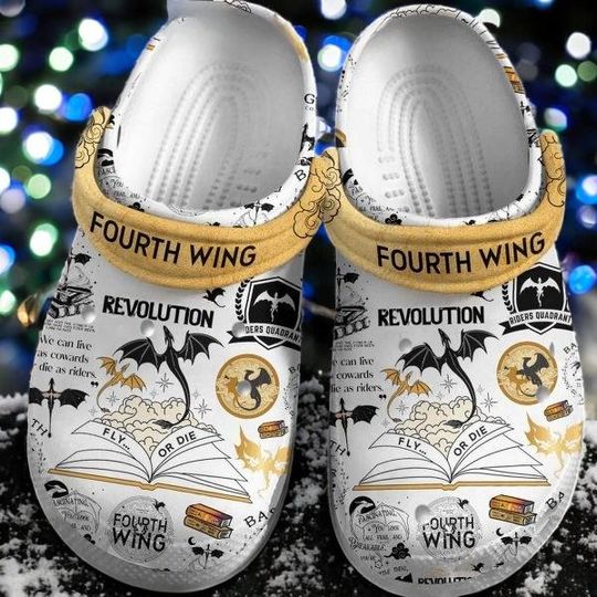 Discover Fourth Wing Revolution Basgiath Clogs Crocs, Dragon Shoes Christmas, Book Lover Vintage Christmas Slipper Unisex, Elengant Gift For Him