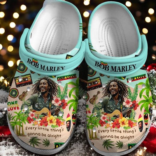 Bob Marley Every Little Things Gonna Be Alright Clogs, Elengant Summer Shoes, Over Print Christmas Slipper Unisex, Holiday Gift