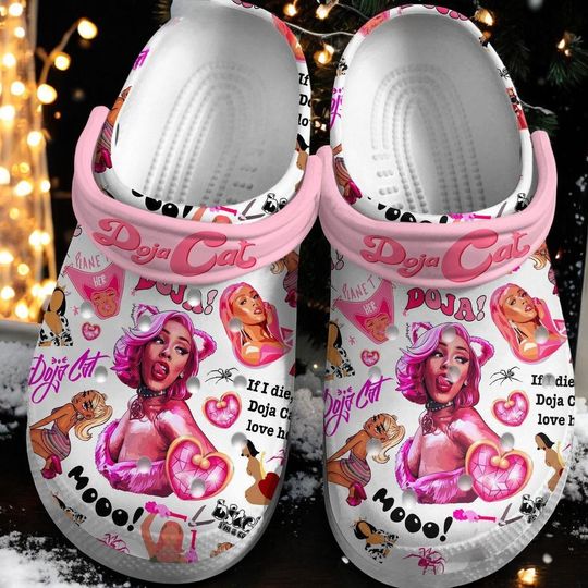 Discover Doja Cat Crocs Clogs, Pink Doja Christmas Clogs Shoes, Mooo Meme Fan Clogs, Music Lover Christmas Gift, Custom Doja Cat Footwear Unisex