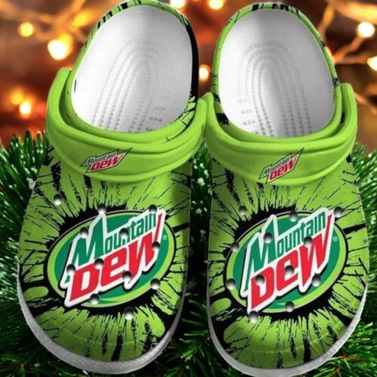 Discover Mountain Dew Clogs Shoes, Energy Drink Christmas Shoes, Green Slipper Unisex Footwear