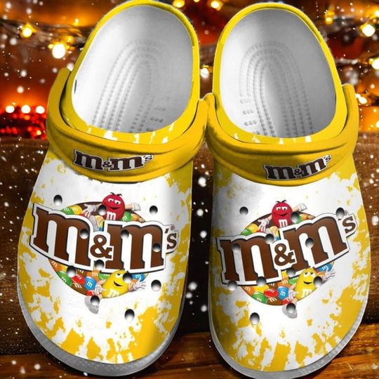 Discover Candy M&M Clogs Shoes, Yellow Sweet Chocolate Christmas Gift, Candy Slipper Unisex Footwear, Gift For Kid