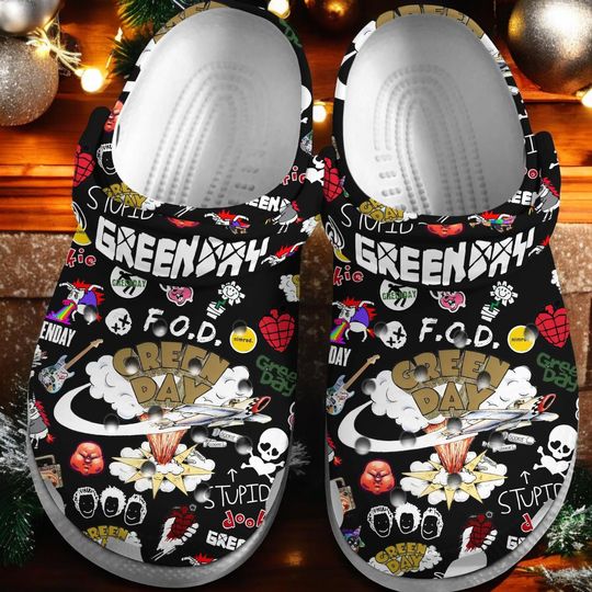 Green Day Clogs Shoes, Punk Rock Christmas Clog, Rock Music Green Day Slipper Unisex Footwear, Gift for Fans