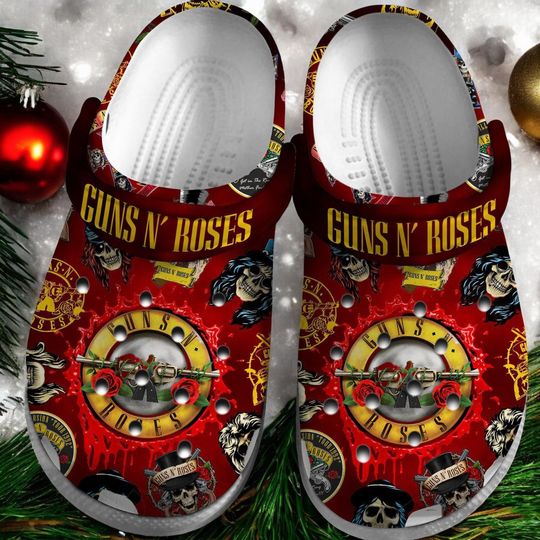 Discover Guns N Roses Clogs Shoes, Gothic Rock Christmas Clog, Red Rock Music Slipper Unisex Footwear, Gift for Fans