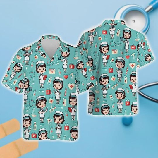 Nurse And Medical Supplies Hawaiian Shirt, Nurses Gift, Nurses Shirt, Casual Printed Beach Summer Shirt, Hawaiian Casual Button Down Shirt