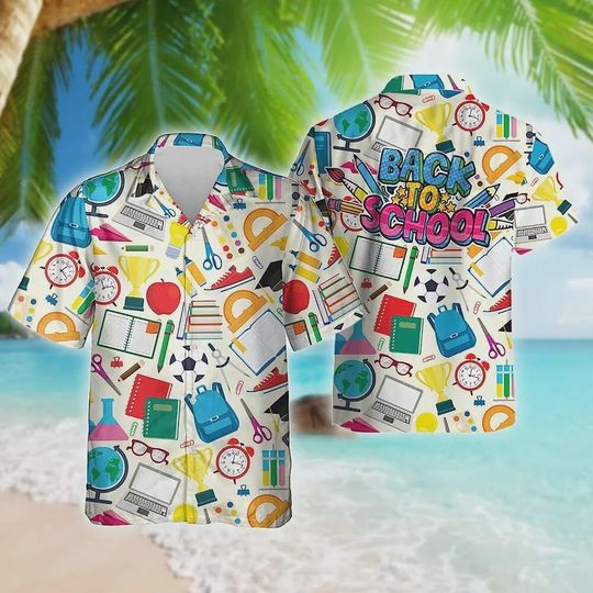 Discover School Stuff Hawaiian Shirt, Back To School Shirt, School Summer Beach Shirt, Button Vintage Aloha Hawaii Shirt, Gift For Teacher