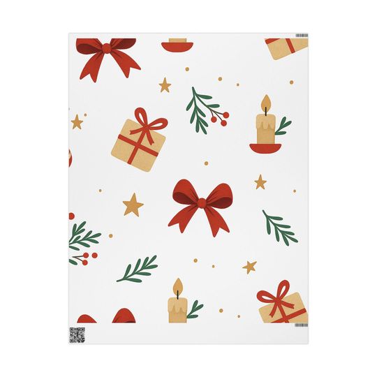 Discover Festive Holiday Wrapping Paper | Christmas Bows, Candles & Star Pattern | Gift Wrap