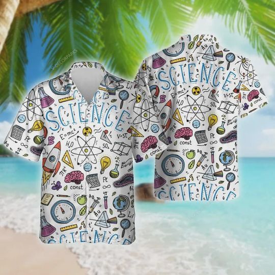 Physics Sciences Hawaiian Shirt For Men Wemen, Back To School Shirt, Hawaiian Casual Button Down Shirt, Aloha Beach Shirt, Gift For Teacher