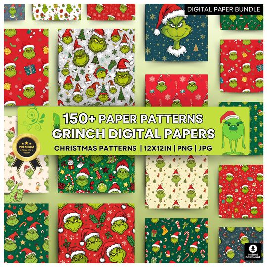 Discover Christmas funny character Digital Papers  Whoville Patterns  funny character Patterns  funny character Gift Paper  Whimsical Christmas funny character Patterns funny character Print