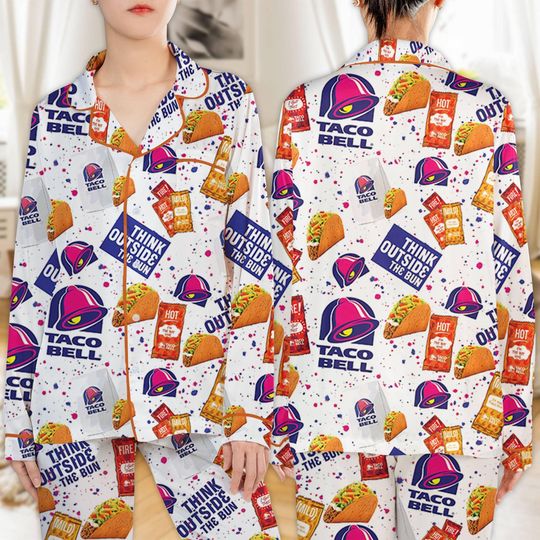 Taco Bell Christmas Pajama Set Fast Food Pajamas Women Fast Food Holiday Pajamas Xmas Family Matching Pajamas Set Christmas Party Gift 06