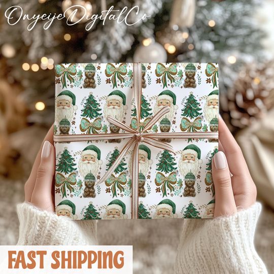 Discover Coquette Star.bucks Inspired Bear Cup Christmas Wrapping Paper  Festive Xmas Gift Wrap