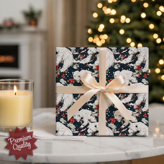Discover Vintage Polar Bear Wrapping Paper, Christmas Gift Wrap, Holiday Present Paper, High Quality Christmas Wrapping Paper