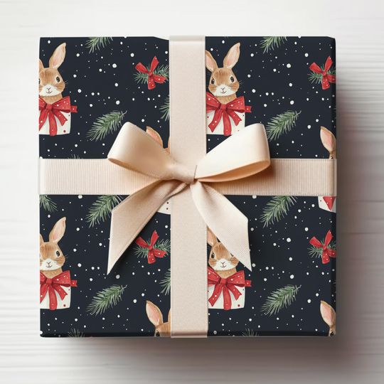 Discover Christmas Bunny Wrapping Paper Christmas Rabbit Gift Wrapping Paper Roll Xmas Rabbit Wrapping Paper Roll Christmas Animals
