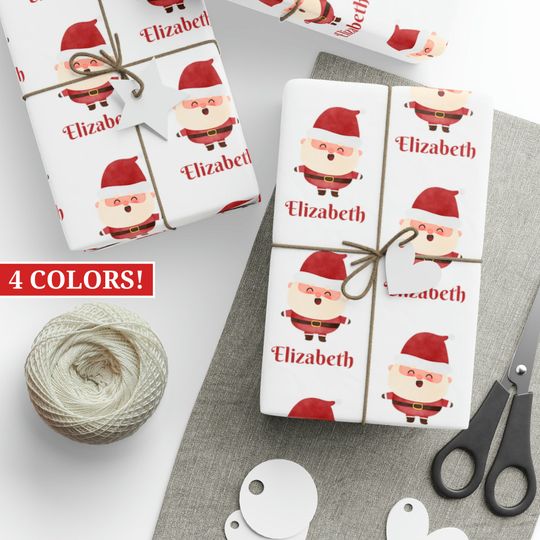 Discover Santa Personalized Christmas Wrapping Paper, Personalized Gift, Custom Wrapping Paper, Cute Santa Wrapping Paper