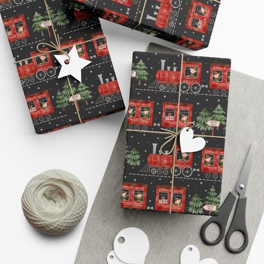 Discover Festive Train Gift Wrap Papers - Holiday Wrapping Paper, Christmas Gift Wrap, Unique Holiday Decor, Train Lovers Gift Packaging