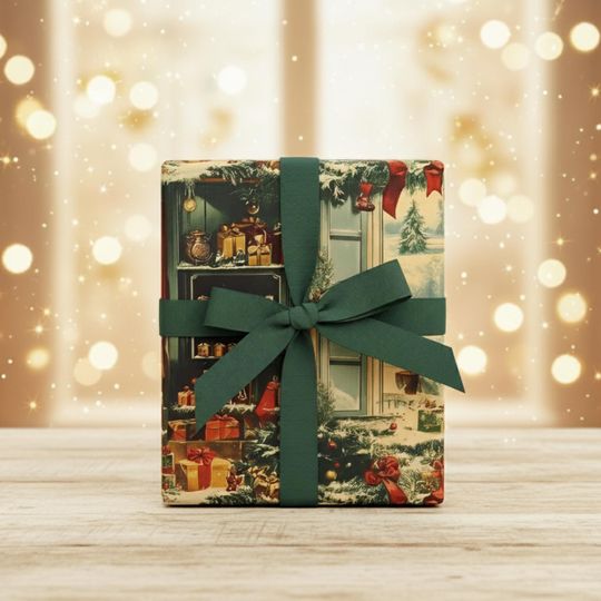 Vintage 1950s Christmas Wrapping Paper: Festive Holiday Department Store Gift Wrap