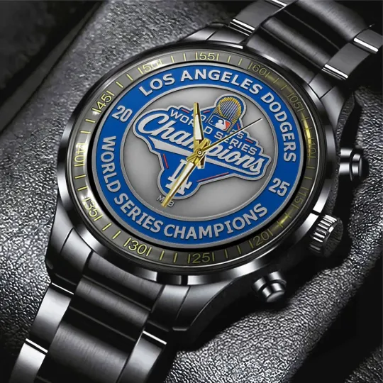 LA Dodgers 2025 World Series Champions Steel Band Watch