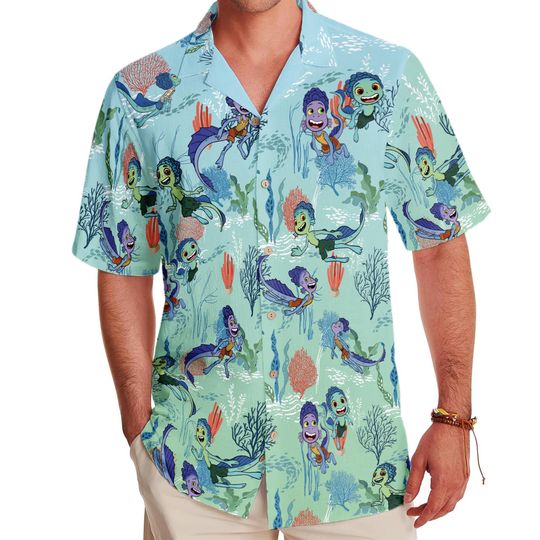 Discover Disney Luca And Alberto Summer Hawaiian Shirt, Vintage Luca Wild & Free Hawaiian Tee, Disney Bestie Print Button Tee, Hawaiian Beach Tee