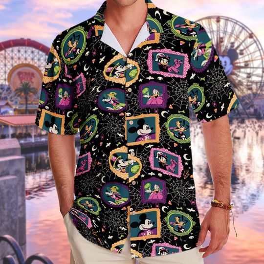 Discover Retro Mickey And Friends Frame Halloween Hawaiian Shirt, Disney Spooky Shirt, Trick Or Treat Tee, Mickey's Not So Scary Halloween Party Tee