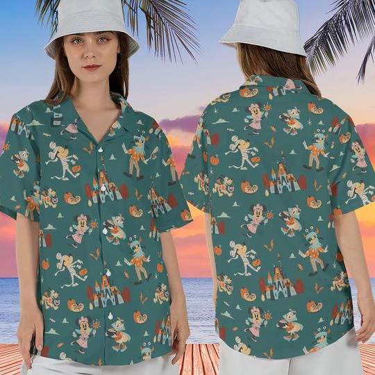 Discover Vintage Sensational Six Halloween Hawaiian Shirt, Disney Mickey Mouse & Friends Pastel Pumpkin Button Up Shirt, Disney Cruise Halloween 2025