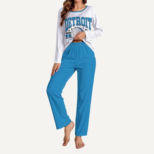 Discover Detroit Pajama Set, Game Day Lounge Set, Detroit Sports Fan Sleepwear